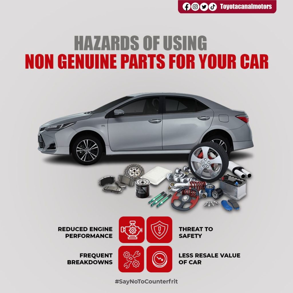 Genuine and Counterfeit Spare parts in Toyota Canal Motors Gujranwala